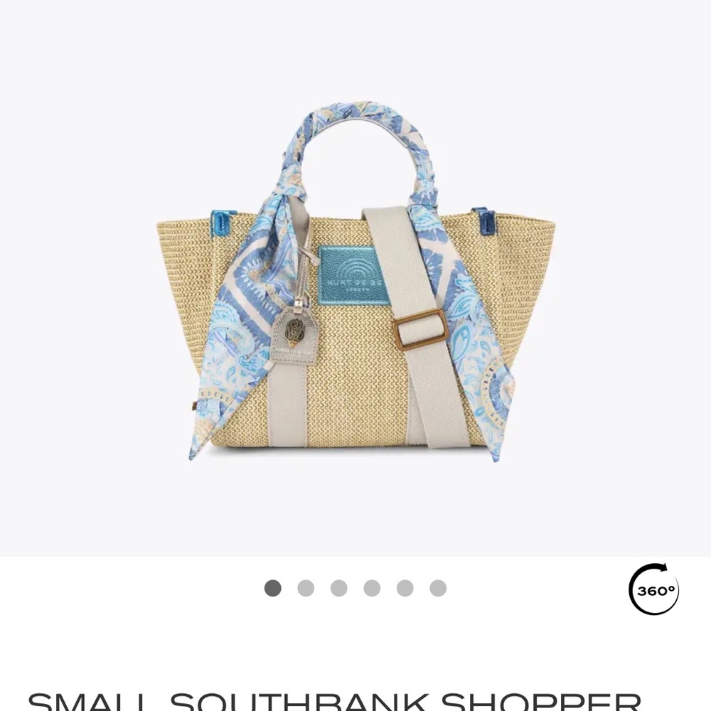 Kurt Geiger Tan Tote with Blue Scarf Detail